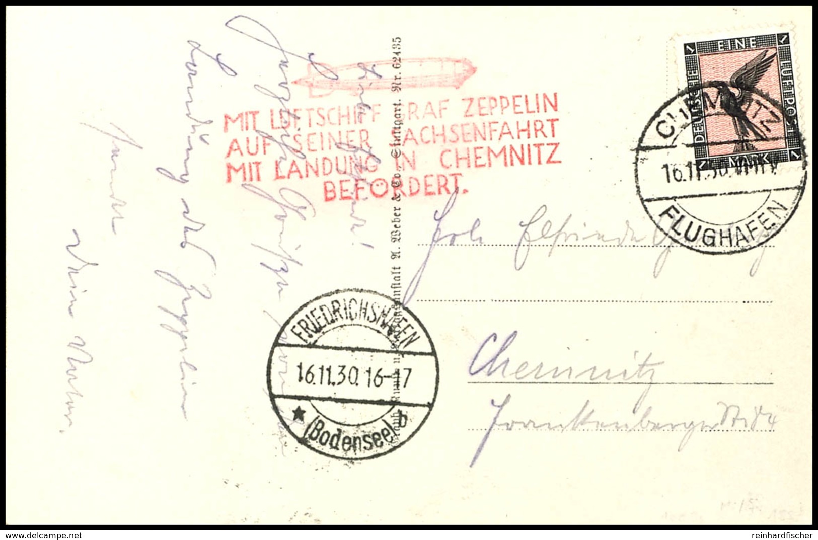 1930, Sachsenfahrt, Auflieferung Chemnitz Nach Friedrichshafen, Fotokarte "Das Luftschiff LZ 127 'Graf Zeppelin' Bei Der - Sonstige & Ohne Zuordnung