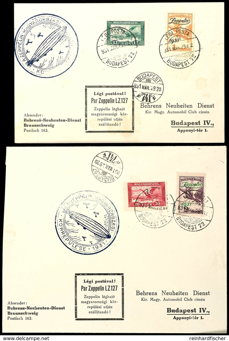 1931, Ungarnfahrt, Ungarische Post, Rundfahrt, Karte Und Brief Mit 1 Bzw. 2 Pengö Und Nebenfrankatur, Katalog: Si.102Aa, - Sonstige & Ohne Zuordnung
