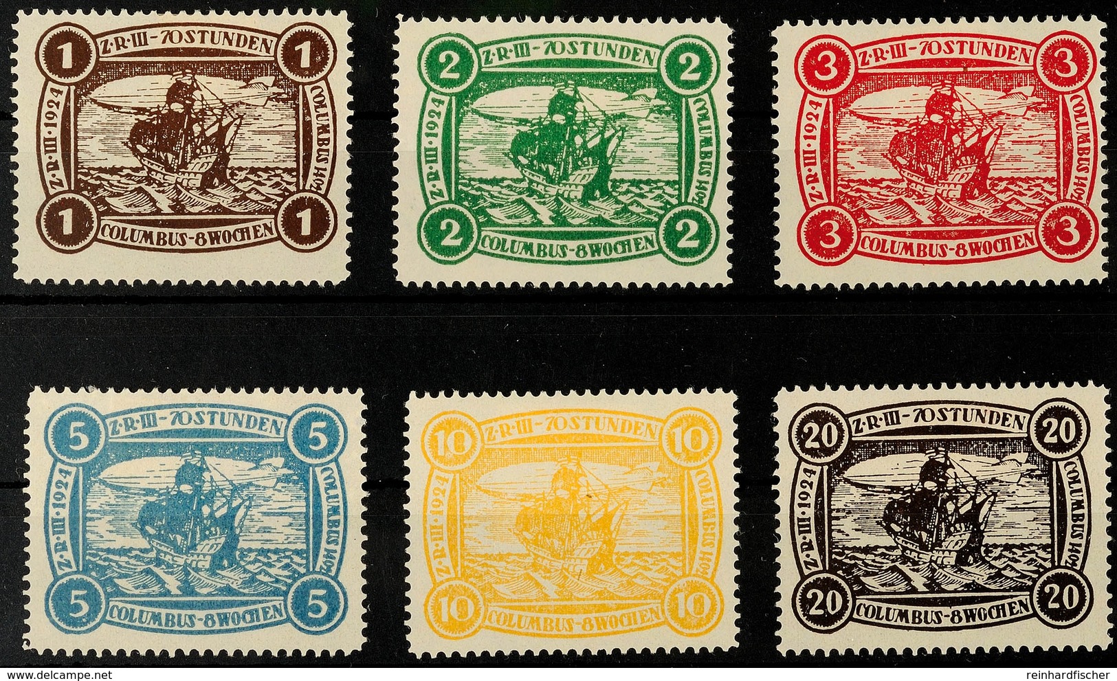1924, "ZR III 1924 20 STUNDEN / COLUMBUS 1492 8 WOCHEN", Nicht Zur Verausgabung Gelangte Vignetten-Serie Zu 1, 2, 3, 5,  - Other & Unclassified