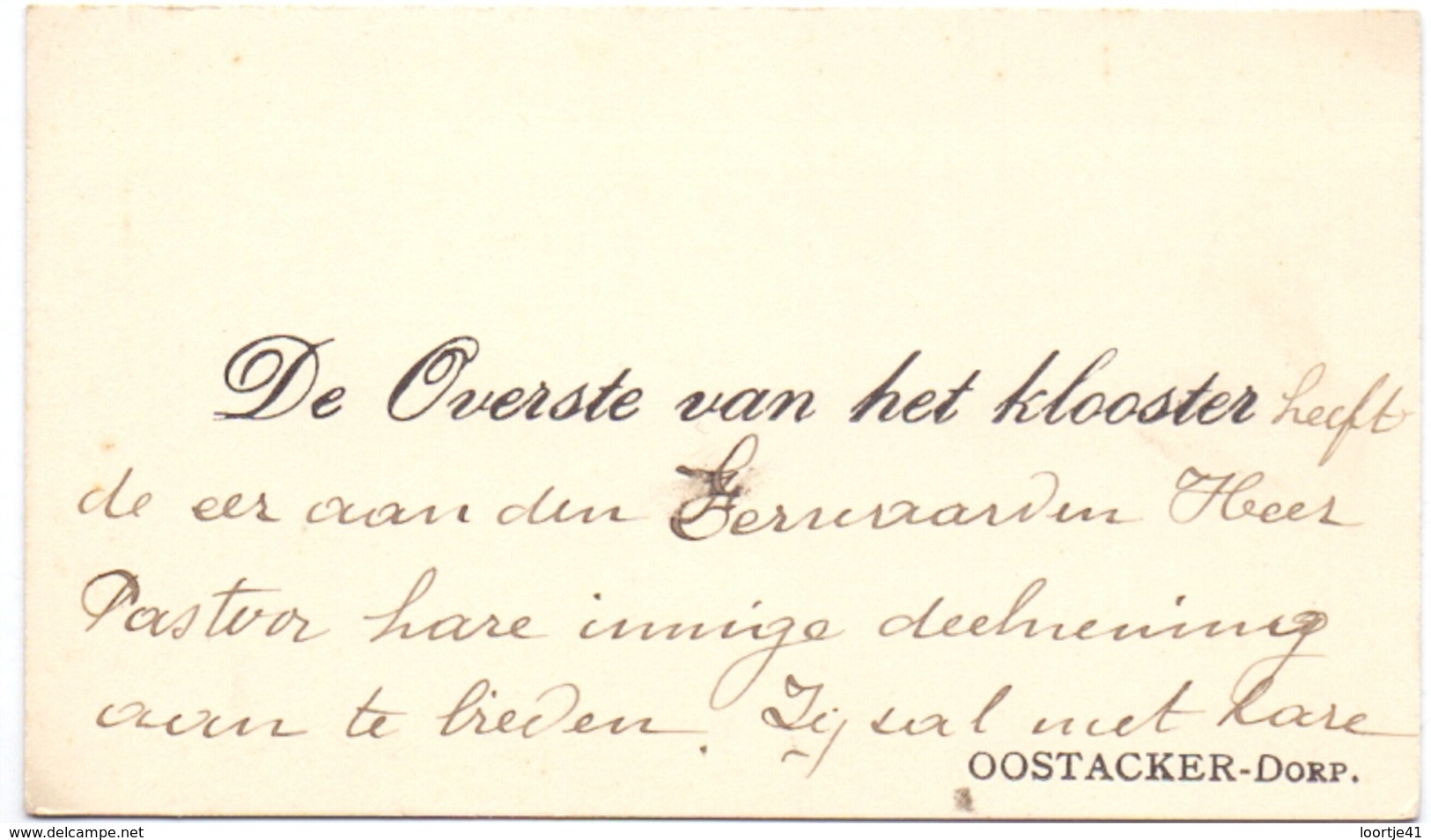 Visitekaartje - Carte Visite - Overste Van Het Klooster - Oostakker - Cartes De Visite