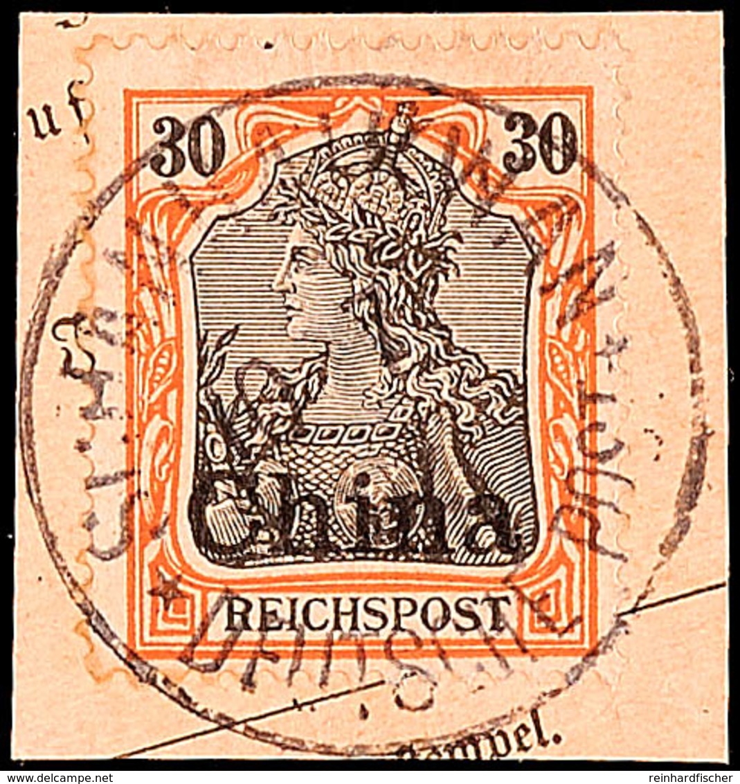 SHANHAIKWAN DP ** 10.7.02, Recht Klarer, Zentrischer Und Kompletter Abschlag Auf Kabinett-Postanweisungs-Briefstück Mit  - Deutsche Post In China