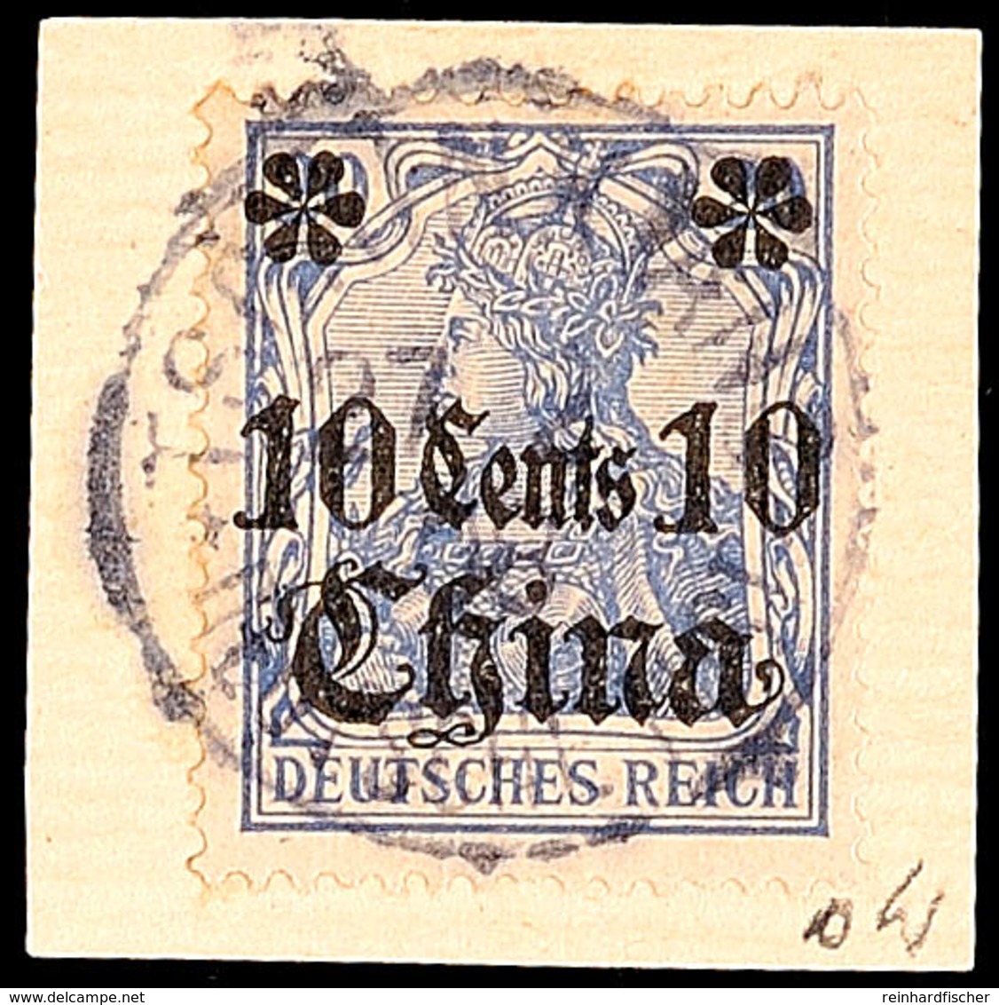 TSCHINKIANG DP 27.2.08, Recht Klar Auf Kabinett-Briefstück Mit Mi.-Nr. 32, Katalog: 32 BS - Deutsche Post In China