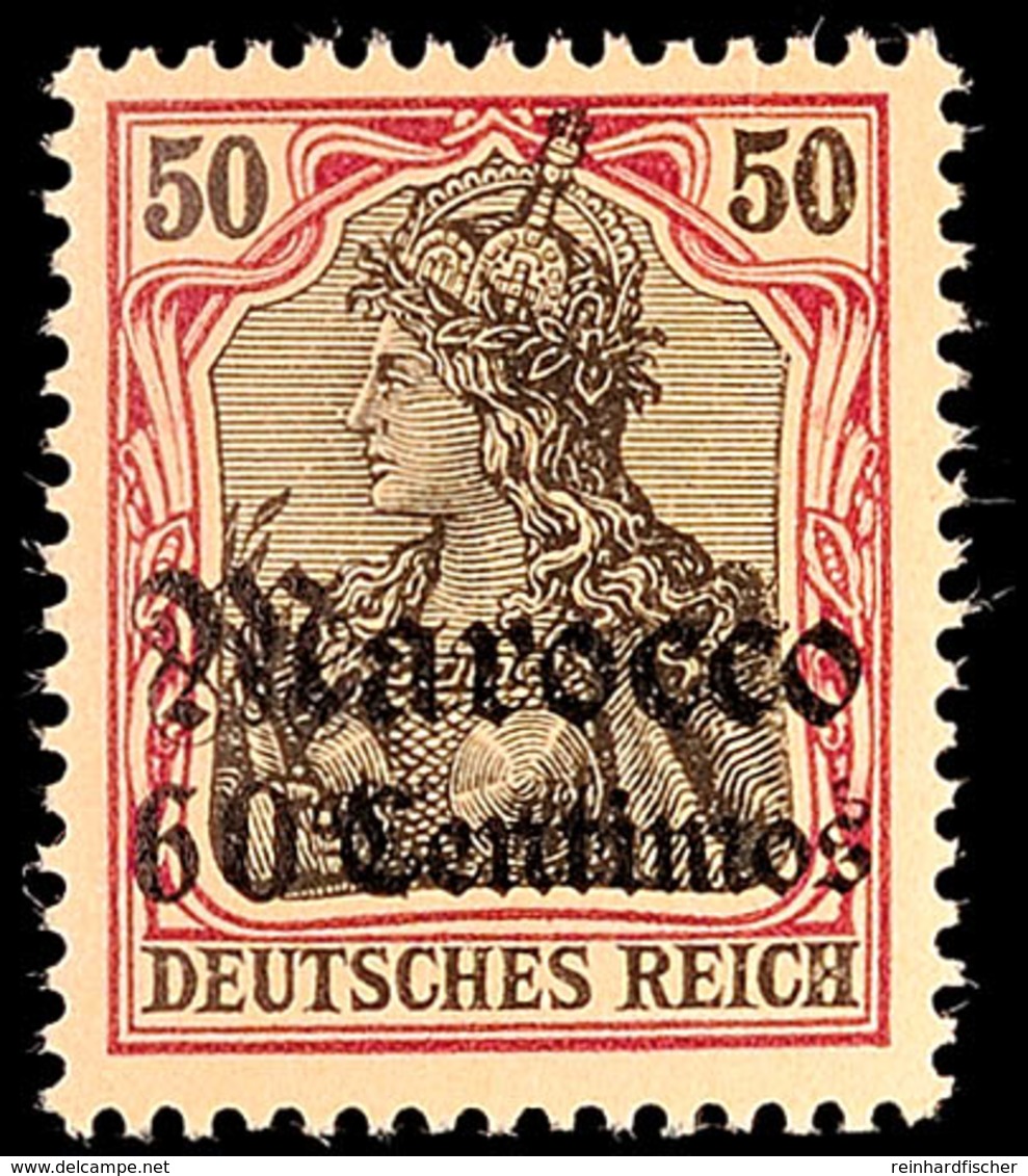 60 C. Auf 50 Pf. Tadellos Postfrisch, Mi. 70.-, Katalog: 28 ** - Deutsche Post In Marokko