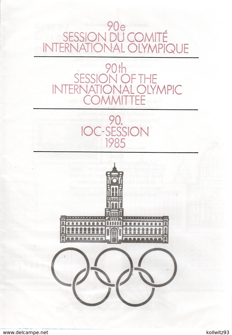 DDR-Gedenkblatt,90.IOC-Session 1985, A 4-1985-a - Sonstige & Ohne Zuordnung