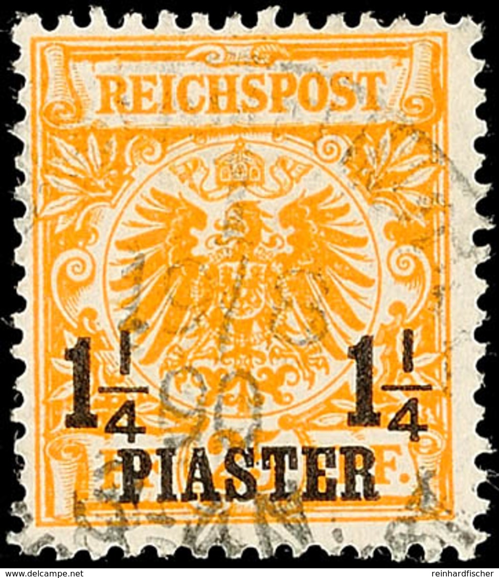 1 1/4 Piaster Auf 25 Pf. In A-Farbe Gestempelt Min. Erh. Gepr. Hollmann BPP, Mi. 350.-, Katalog: 9a O - Turquia (oficinas)
