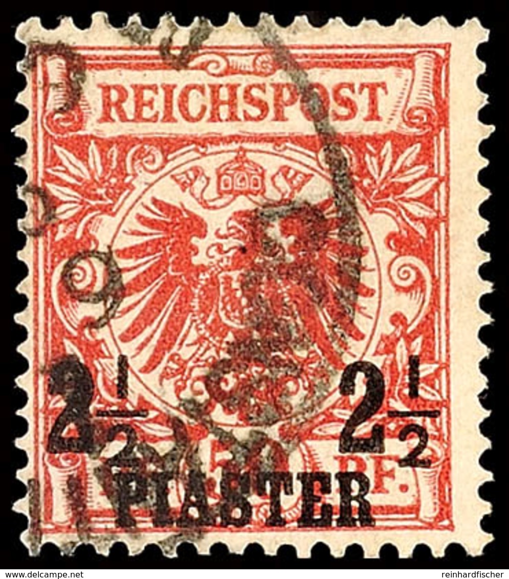 2 1/2 Piaster Auf 50 Pf. In A-Farbe Gestempelt, Min. Erh. Gepr. Hollmann BPP, Optisch Schöne Marke, Mi. 550.-, Katalog:  - Turkse Rijk (kantoren)