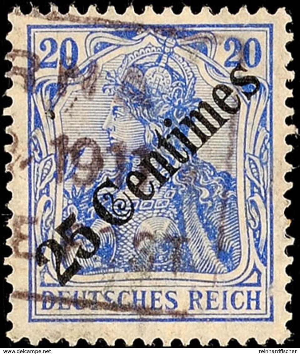 SMYRNA 1911, Arge Type 5 Mit Sternen, Sog. Rosinenstempel Auf 25 C. Auf 20 Pf. Germania, Katalog: 50 O - Deutsche Post In Der Türkei