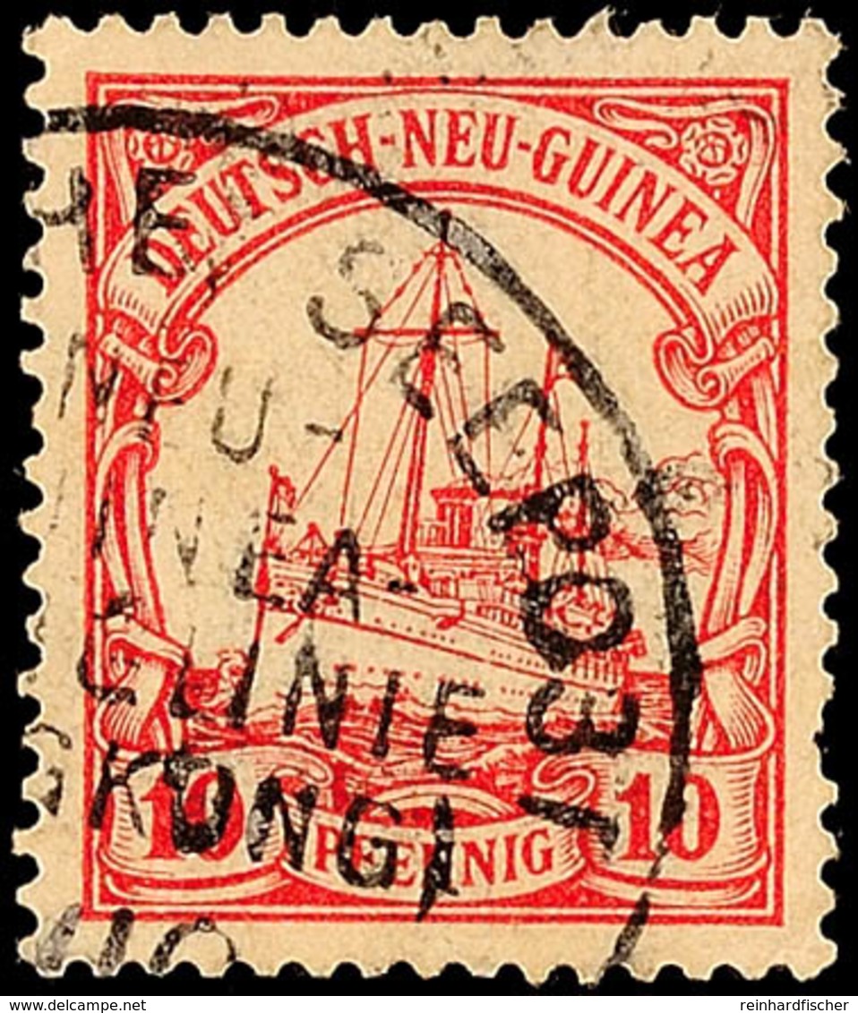 DEUTSCHE SEEPOST NEU-GUINEA-ZWEIGLINIE (HONGKONG) A, Teilstempel Auf 10 Pfg Kaiseryacht (1 Z.), Katalog: 9 O - German New Guinea