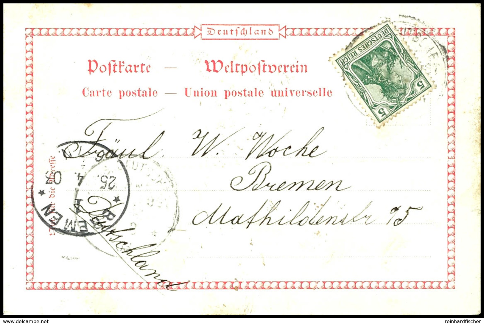 1903, KAIS. DEUTSCHE MARINE-SCHIFFSPOST No. 8  9 8 03 (schwach Abgeschlagen) Auf AK "Geiser Auf Willaumetz Halbinsel Neu - Sonstige & Ohne Zuordnung