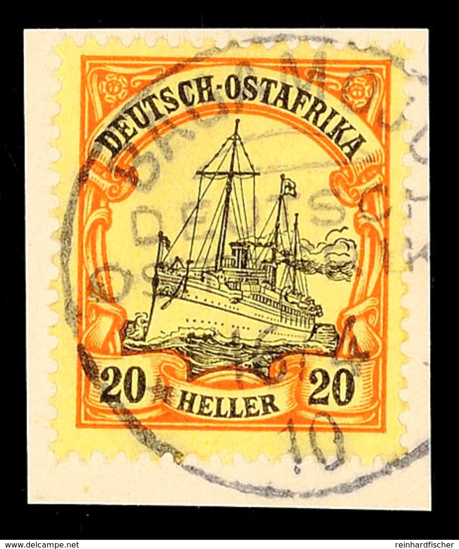 BAGAMOJO 16/4 10, Klar Und Zentrisch Auf Briefstück 20 H. Schiffszeichnung, Katalog: 26 BS - German East Africa