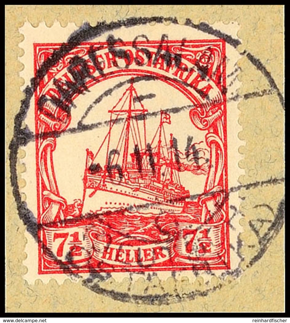 DARESSALAM C 6.11.14, Kriegsdatum (Arge Type 7) Klar Und Zentrisch Auf Briefstück 7½ Heller Schiffszeichnung, Katalog: 3 - Deutsch-Ostafrika