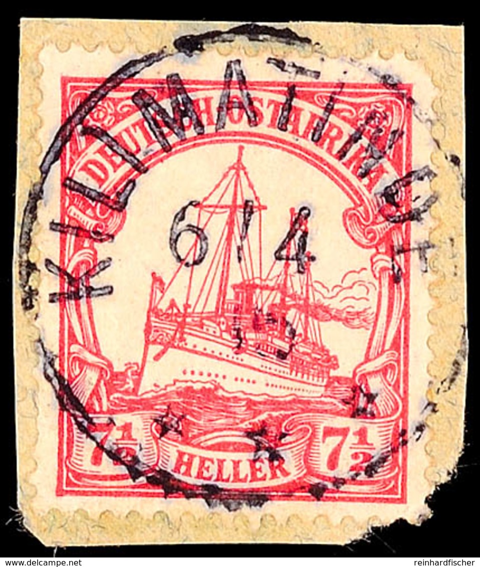 KILIMATINDE 6/4 15, Kriegsdatum Zentrisch Auf Briefstück 7½ Heller Kaiseryacht (1 Verkürzter Zahn), Katalog: 32 BS - Deutsch-Ostafrika