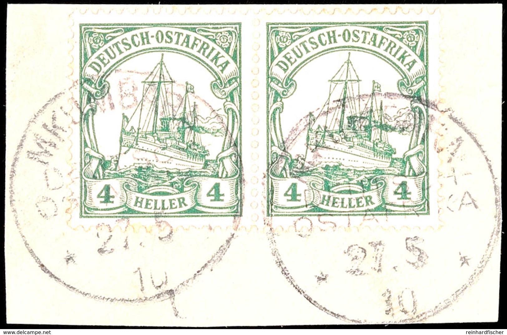 MKUMBARA 27.5 10, Je Auf Briefstück Paar 4 Heller Kaiseryacht, Katalog: 31(2) BS - Deutsch-Ostafrika