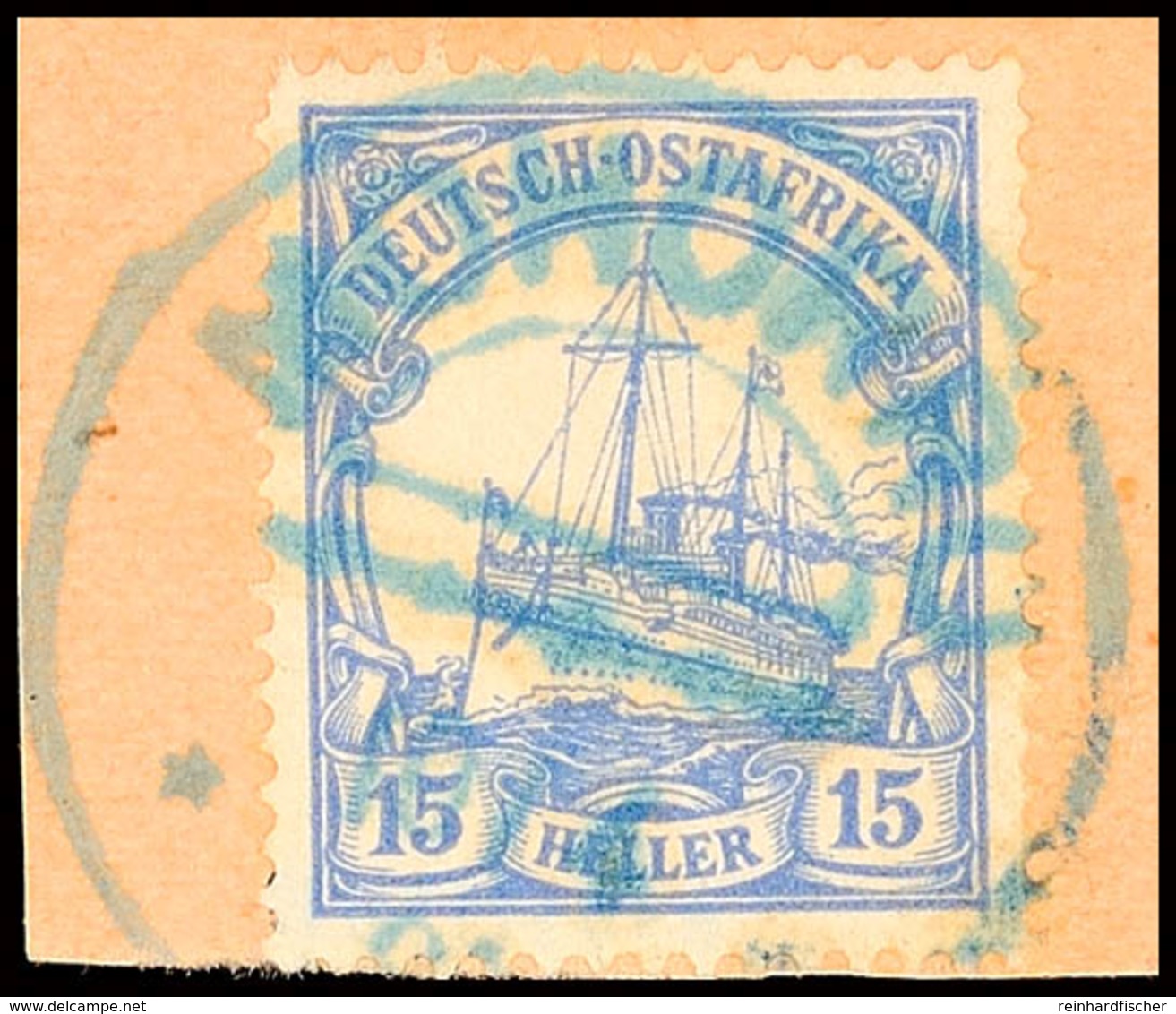 MOHORRO 10/4 06 Klar Und Zentrisch Auf Postanweisungsausschnitt 15 Heller Schiffszeichnung, Katalog: 25 BS - Deutsch-Ostafrika