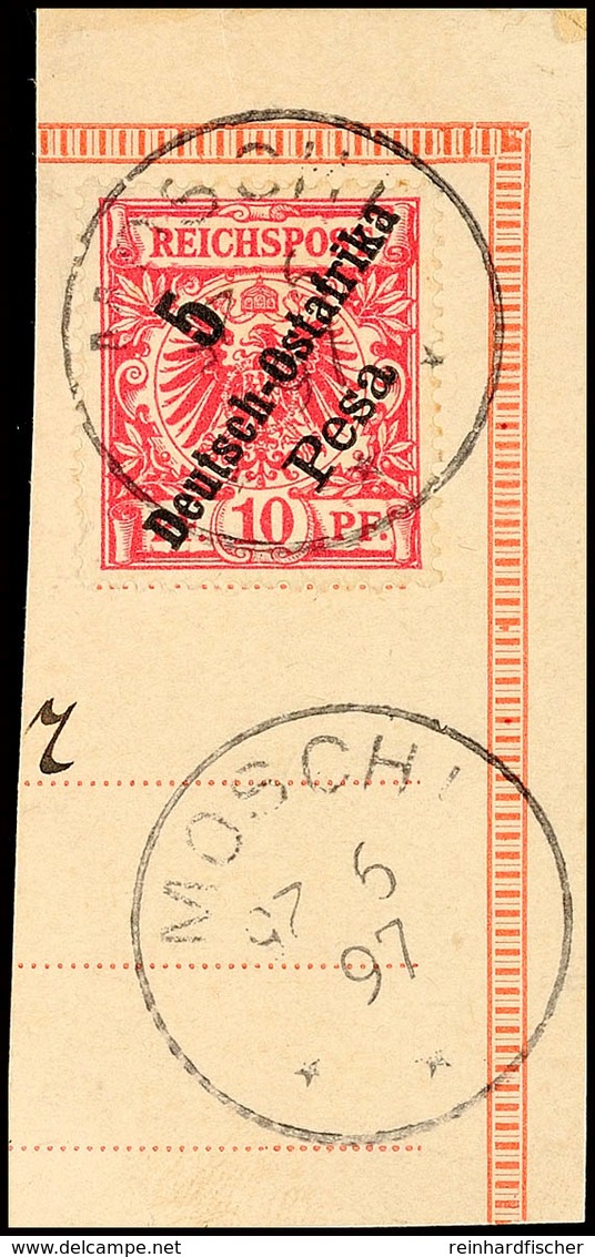 MOSCHI 25 6 97, Tageszahl Kopfstehend, Klar Und Zentrisch Auf Briefstück 5 Pesa Krone/Adler, Katalog: 8 BS - German East Africa