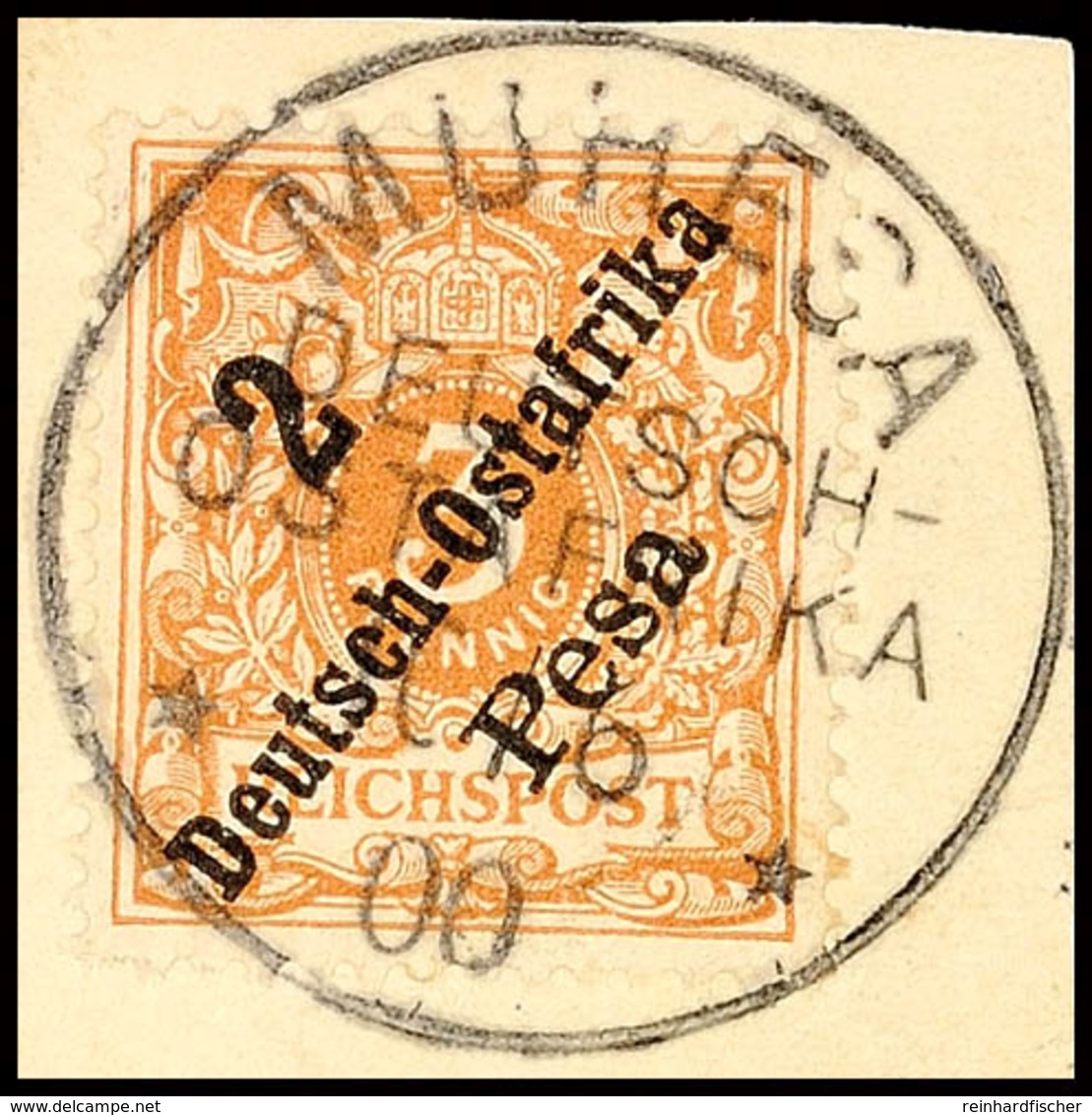 MUHESA 10/6 00 Klar Und Zentrisch Auf Briefstück 2 Pesa Auf 3 Pf. Krone/Adler Hellockerbraun, Katalog: 6b BS - Deutsch-Ostafrika