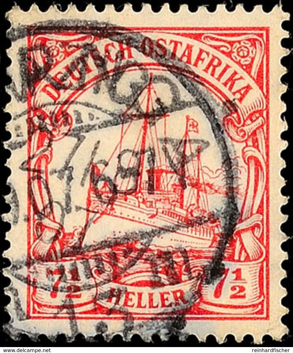 TANGA 27/8 07, Doppelentwertung Mit Ankunftsstempel (LEI)PZIG (?) 9.07 Auf 7½ H. Schiffszeichnung, Katalog: 32 O - Deutsch-Ostafrika