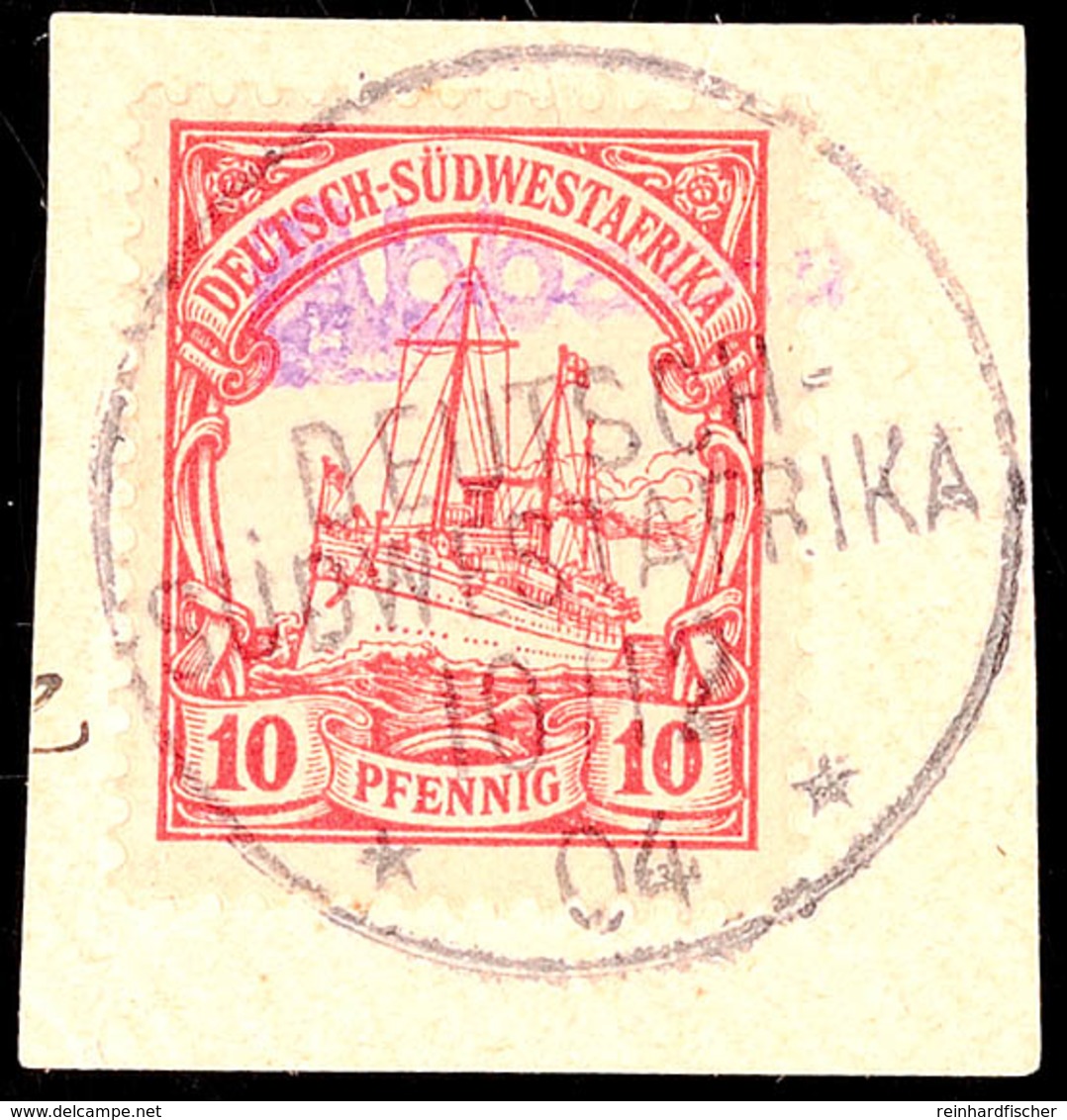ABBABIS Blockschrift Violett Mit Wanderstempel 10 12 04 Auf Briefstück 10 Pf. Kaiseryacht, Katalog: 13 BS - German South West Africa