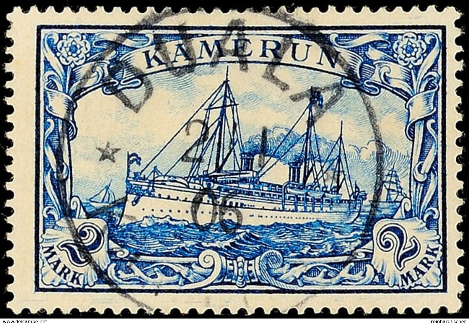 2 Mark Kaiseryacht Blau Tadellos Gestempelt, Gepr. Eibenstein BPP, Mi. 90.-, Katalog: 17 O - Cameroon