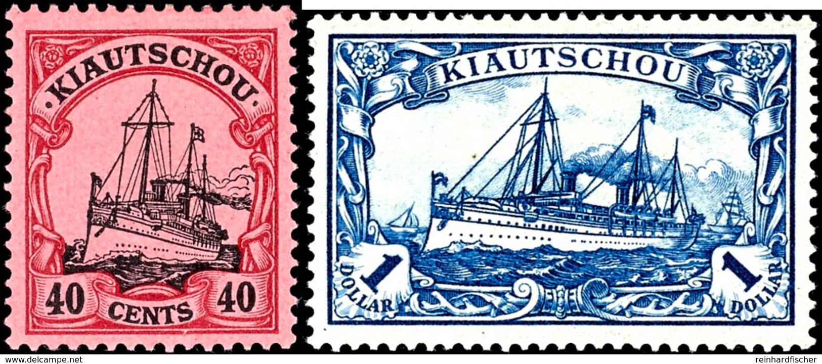 1 C . - 1 Dollar Kaiseryacht Ohne Wz., 8 Werte, Tadellos Ungebraucht, , 40 C. Gepr. Pfenninger, Mi. 450.-, Katalog: 18/2 - Kiautschou