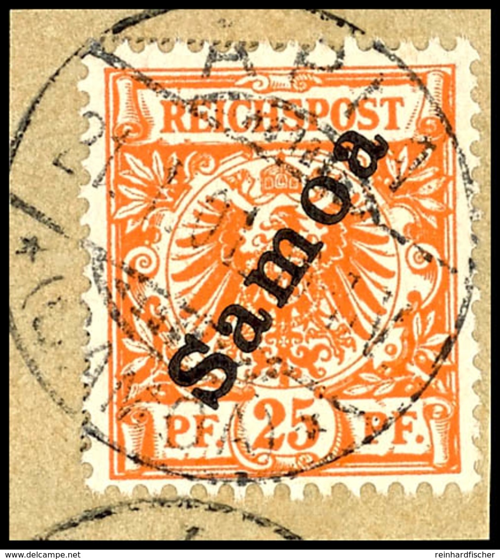 25 Pf Dunkelorange Tadellos Auf Briefstück, Tiefst Gepr. Jäschke-L. BPP, Mi. 120,--, Katalog: 5b BS - Samoa