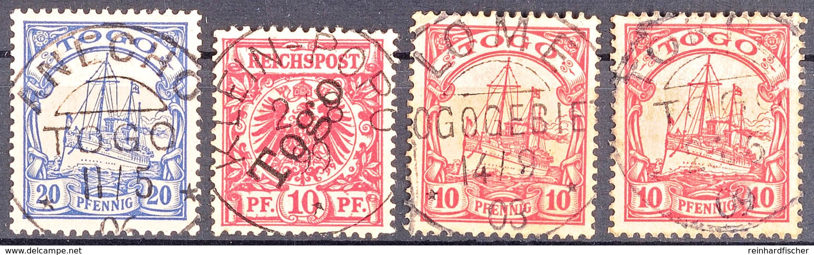 ANECHO 11 5 06, KLEIN-POPO 2 8 99, LOME 14 9 03 (Arge Type 1) Und TOKPLI 25 6 09, Je Zentrisch Auf 10 Pf. Krone/Adler, 2 - Togo