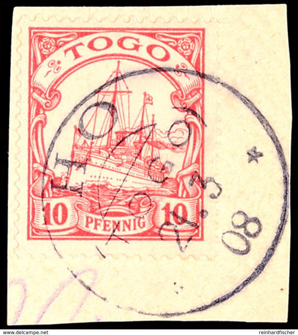 HO 21 3 08 Klar Auf Briefstück 10 Pf. Kaiseryacht Ohne Wz., Katalog: 9 BS - Togo