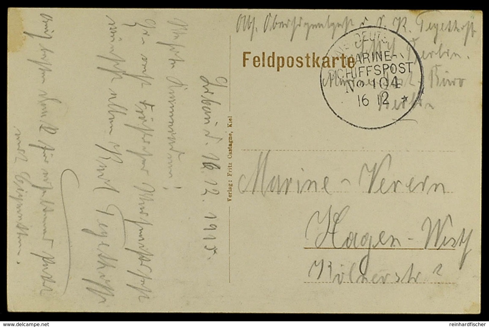 MSP No. 104 16.12.(15) (SMS Berlin)m Klar Auf Feldpostkarte, Datiert Aus Libau,  Stempel Ohne Jahreszahl  BF - Otros & Sin Clasificación