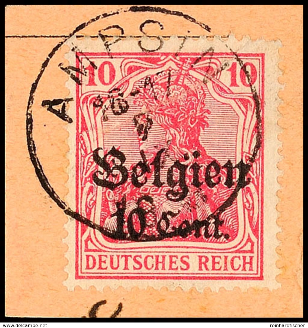 "AMPSIN 2 IX 1918",  Klar Und Zentr. Auf Paketkartenausschnitt 10 C., Katalog: 14 BS - 1. WK