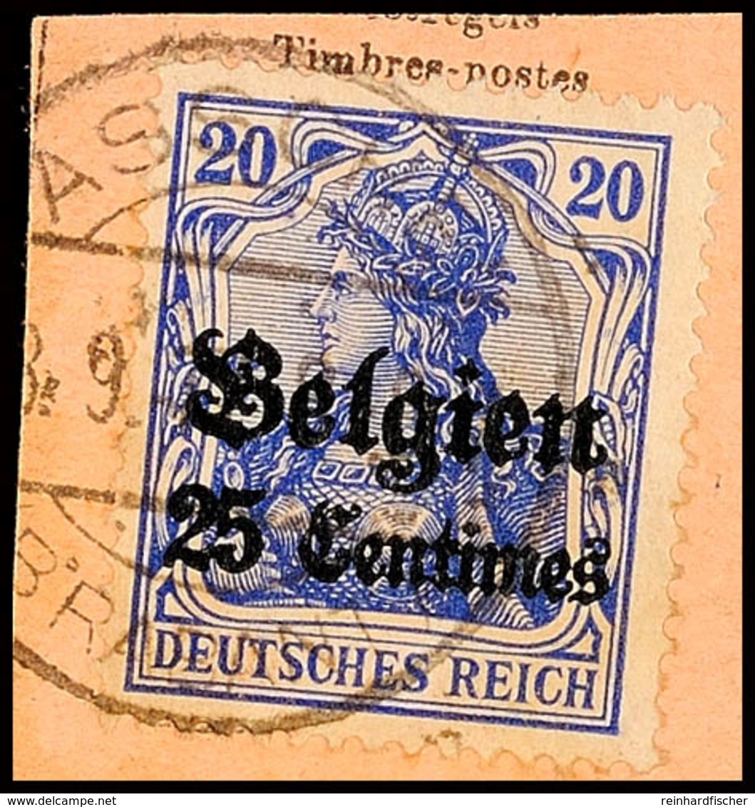 "ASSCHE 8.9.17", Klar Auf Paketkartenausschnitt 25 C., Katalog: 4 BS - 1° Guerre Mondiale