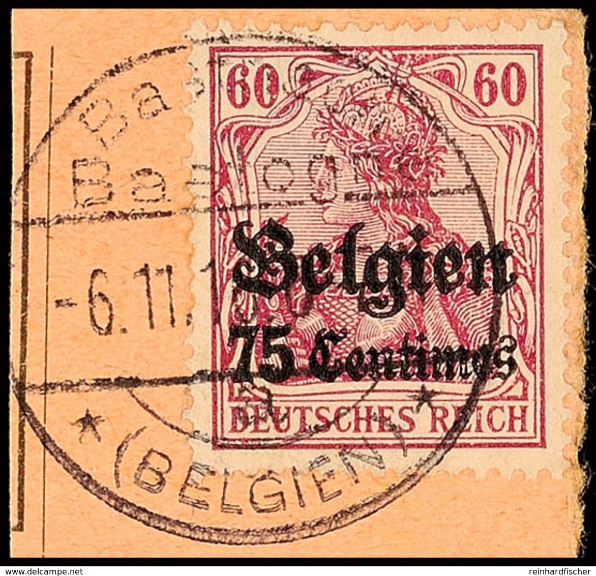 "BASTNACH-BASTOGNE 6.11.16", Klar Auf Postanweisungsausschnitt 75 C., Katalog: 6 BS - 1. WK