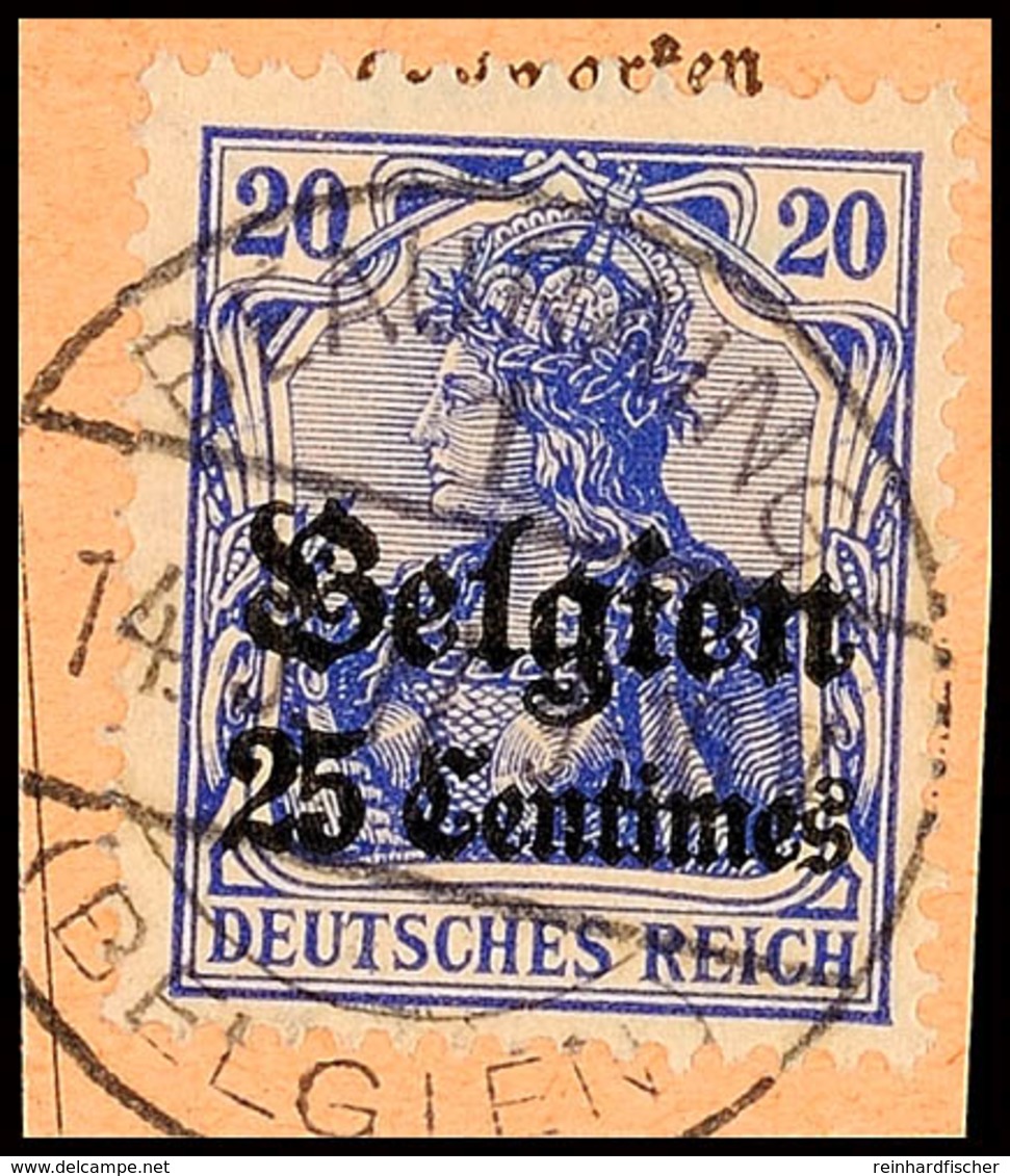 "BEAURAING 14.9.17"; Klar Und Zentr. Auf Paketkartenausschnitt 25 C., Katalog: 4 BS - 1. WK