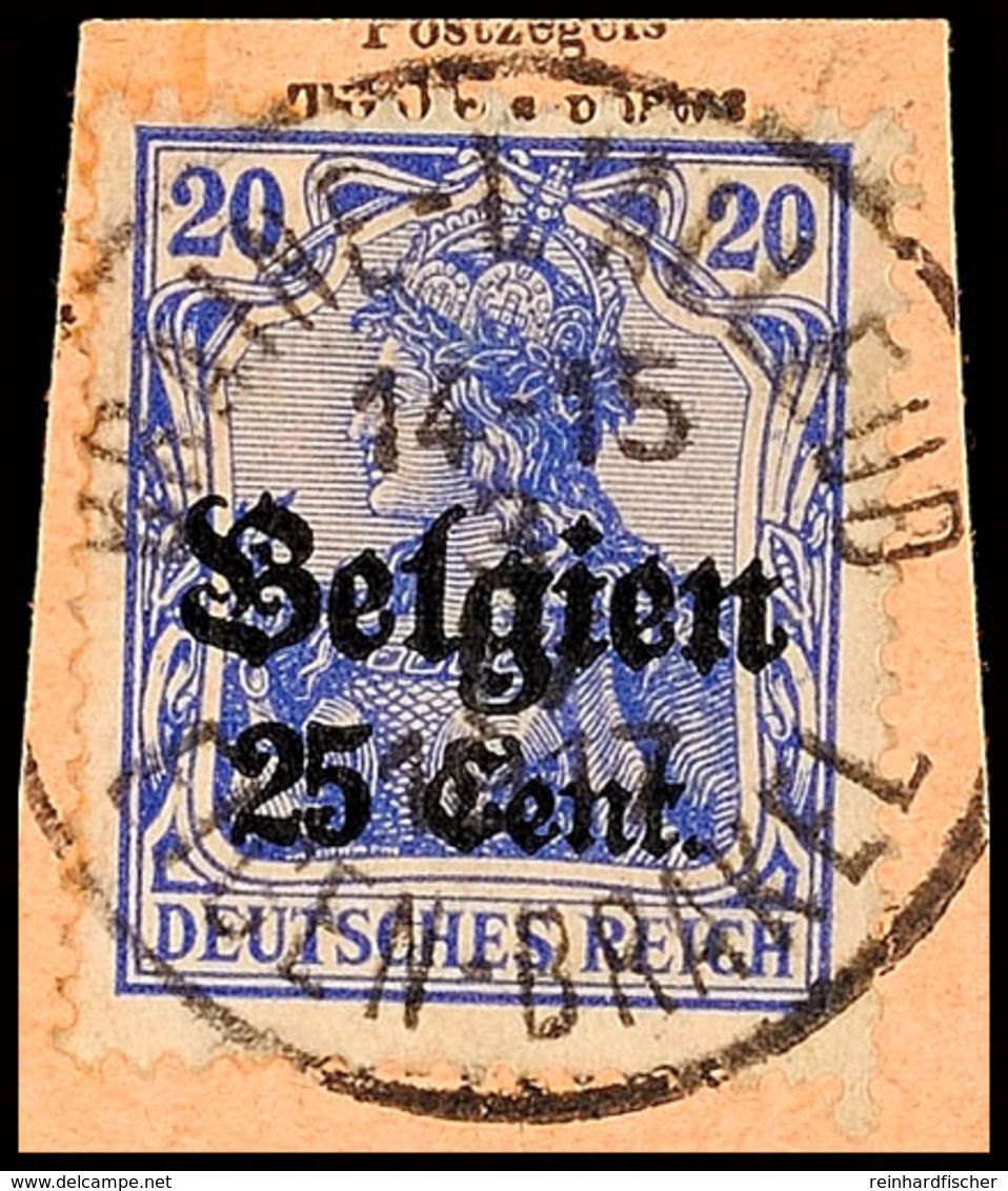 "BRAINE-L'ALLEND 3 IV 17 EIGEN-BRAKEL", Klar Und Zentr. Auf Paketkartenausschnitt, 25 C., Katalog: 18 BS - 1° Guerra Mondiale