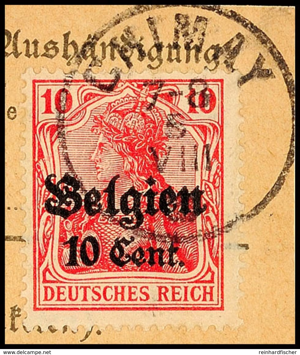 "CHIMAY 5 VIII ?", Klar Auf Paketkartenausschnitt 10 C., Katalog: 14 BS - 1. WK