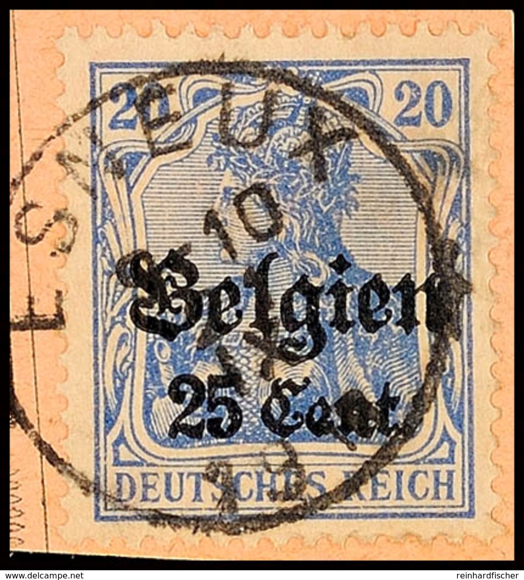 "ESNEUX 21 IX 1918",  Klar Auf Paketkartenausschnitt 25 C., Katalog: 18 BS - 1. WK