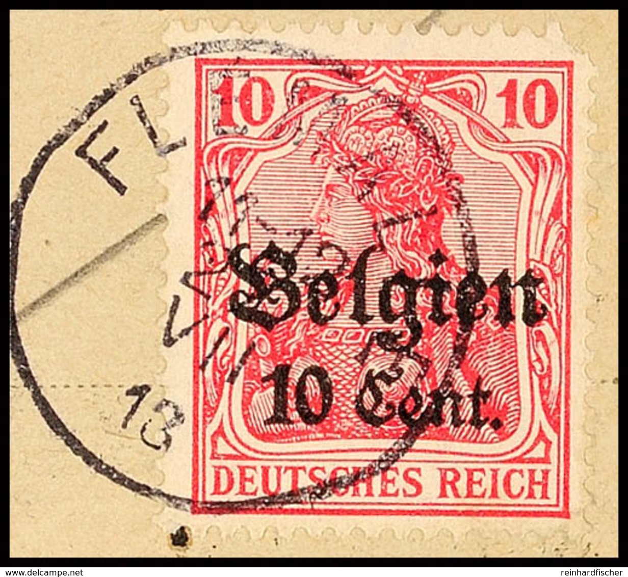 "FLEMALLE 27 VII 18", Klar Auf Paketkartenausschnitt 10 C., Katalog: 14 BS - 1. WK