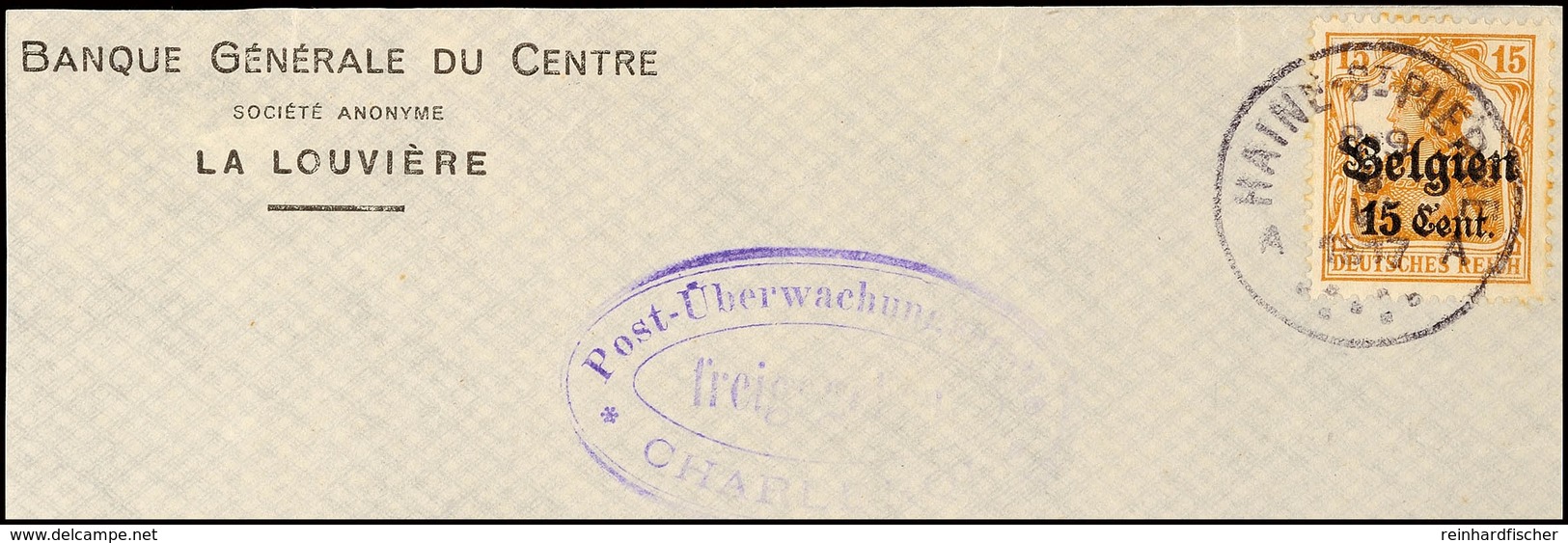 "HAINS-ST.PIERRE 8 VI 1917", Klar Auf Briefstück 15 C. Mit Zensur, Katalog: 15 BS - WWI