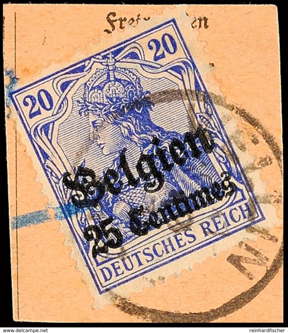"WELLIN 19 II 17", Klar Und Zentr. Auf Postanweisungsausschnitt 25. C., Katalog: 4 BS - 1. WK