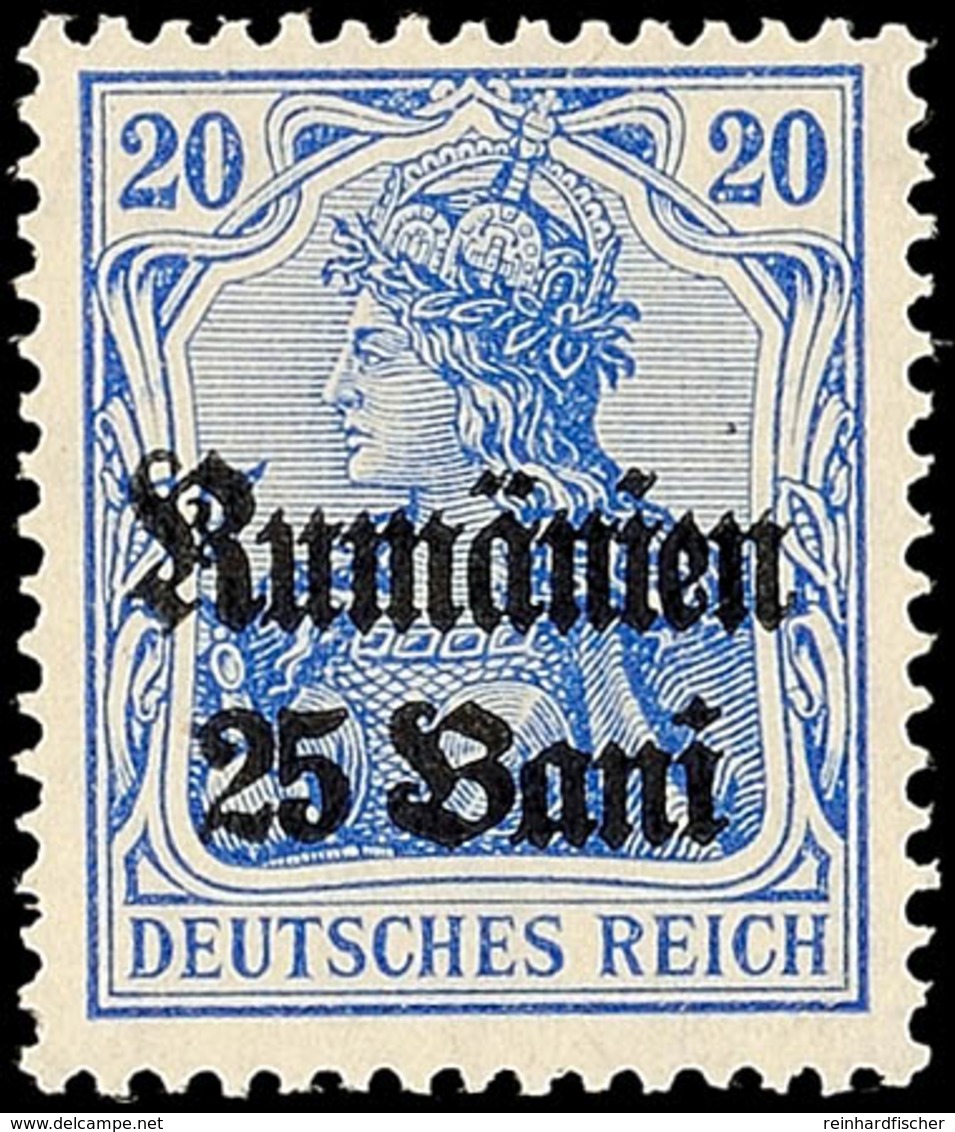 25 Bani Auf 20 Pfg Germania, C-Farbe, Tadellos Postfrisch, Gepr. Hey BPP, Mi. 65.-, Katalog: 11c ** - Sonstige & Ohne Zuordnung