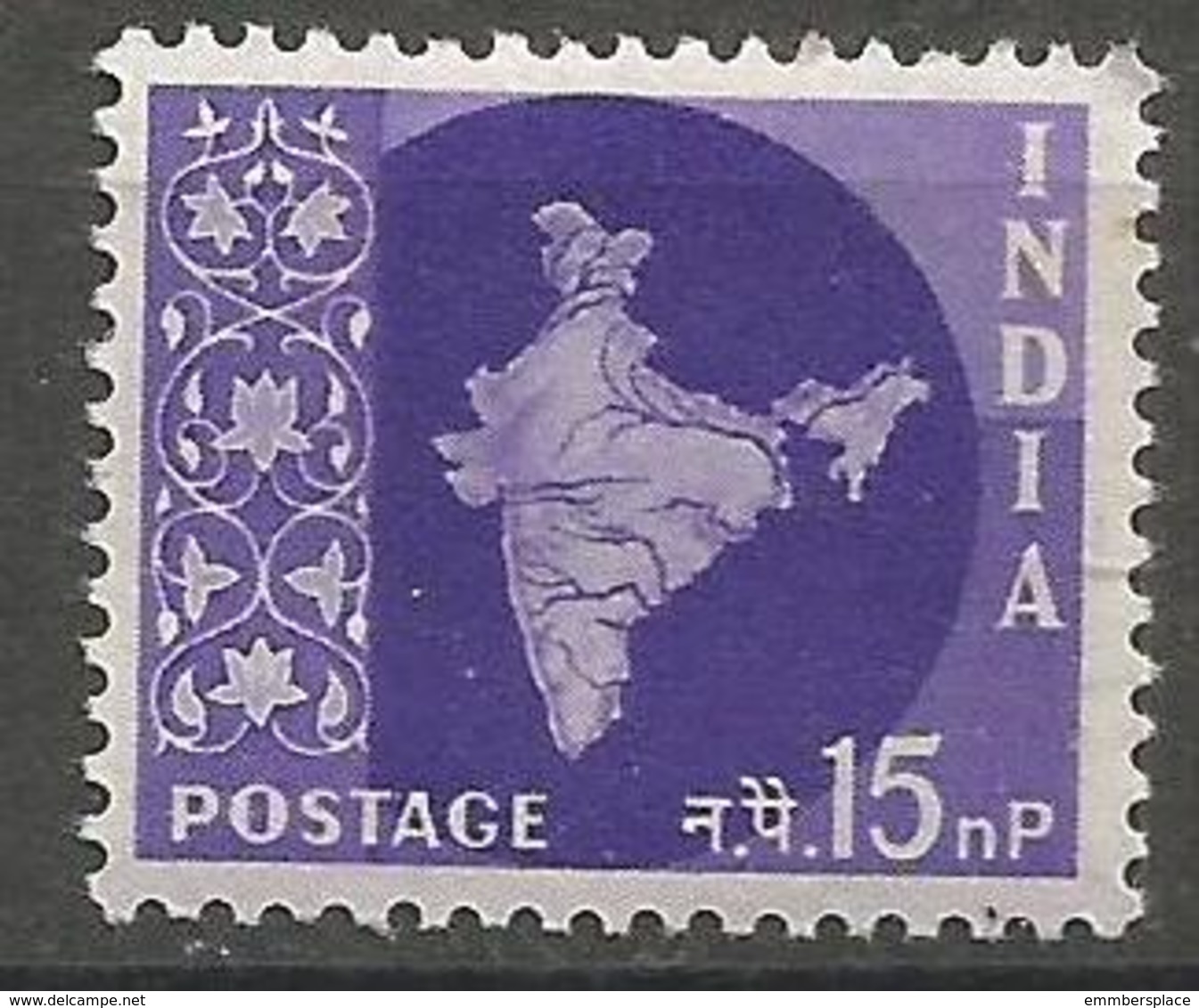 India - 1957 Map Of India 15np MLH *    SG 383  Sc 283 - Unused Stamps