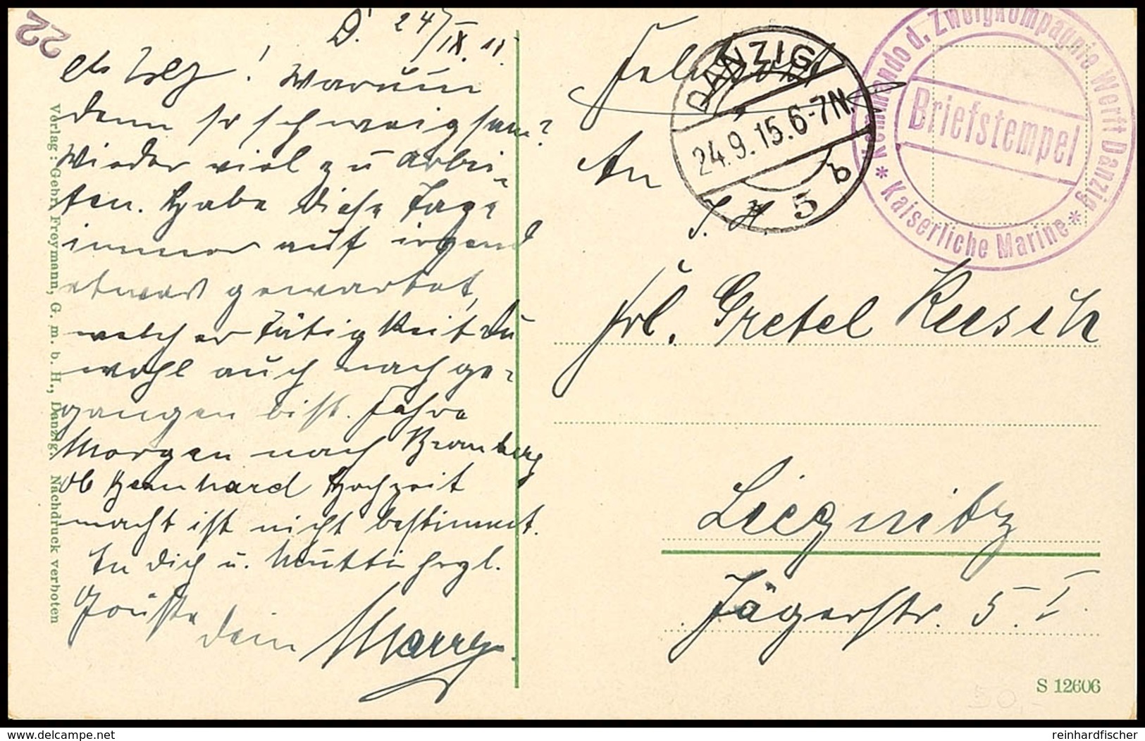 1915, Color-Ansichtskarte "Danzig Langgasse" Als Feldpostkarte Mit Aufgabestempel "DANZIG 5 B 24.9.15" Nebst Viol. Brief - Sonstige & Ohne Zuordnung