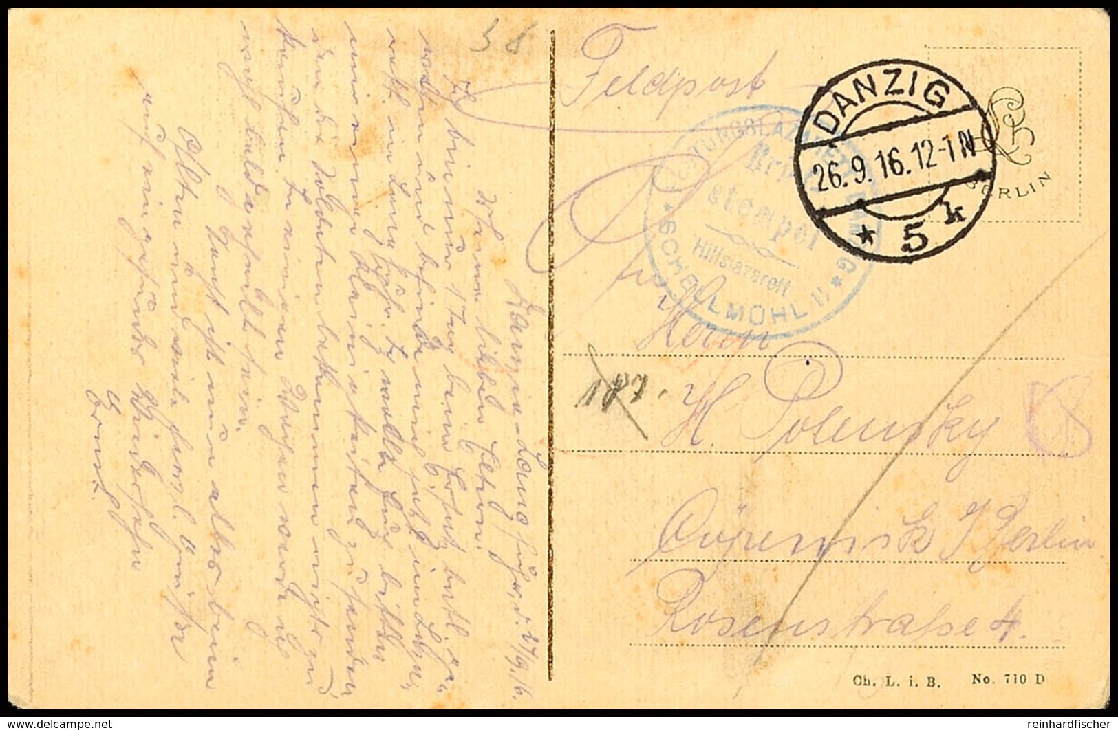 1916, Ansichtskarte "Danzig, Blick Vom Bischofsberge" Als Feldpostkarte Mit Aufgabestempel "DANZIG 5 K 26.9.16" Nebst Vi - Sonstige & Ohne Zuordnung