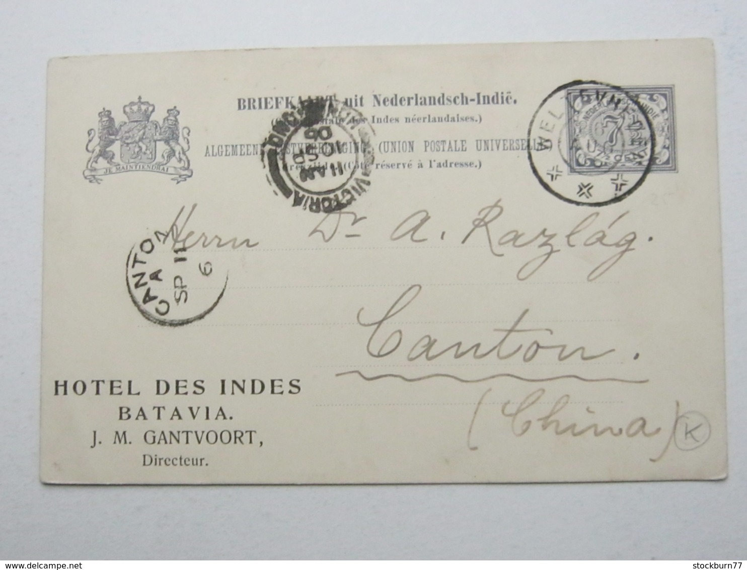 1906 , CANTON ,Postmark On  Postcard From Niederländisch Indien - Lettres & Documents