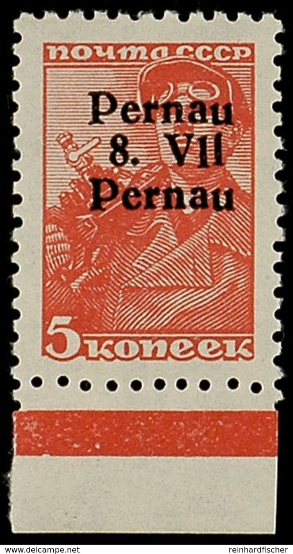 5 K Mit Zweitem Pernau Im Aufdruck, Postfrisches Kabinettstück Mit Unterrand, Gepr. Krischke BPP, 80.-, Katalog: 5IV ** - Sonstige & Ohne Zuordnung