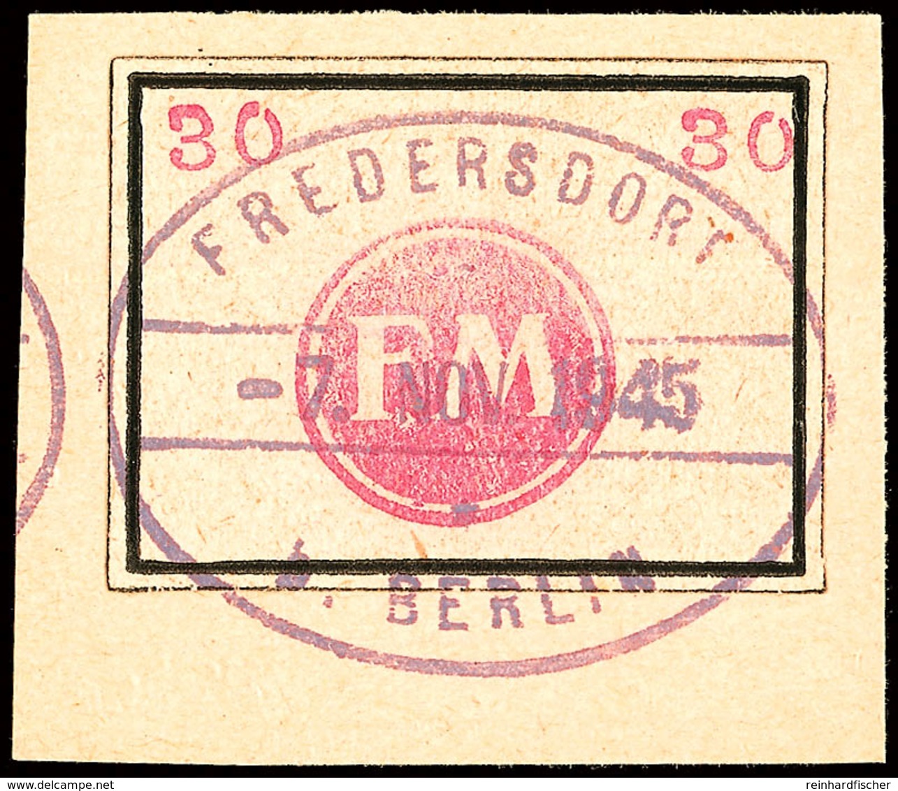 6 Pfg Bis 30 Pfg Klebe-Etiketten, Rahmengröße 38x28 Mm Mit Kleinen Wertziffern Oben, Kompletter Kabinett-Satz Auf 3 Brie - Fredersdorf-Vogelsdorf