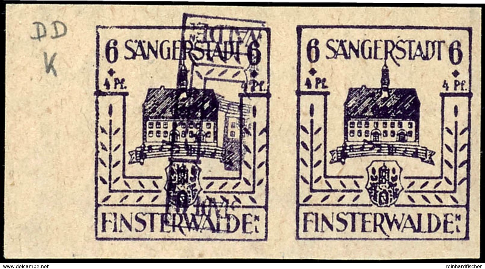 6 Pfg Freimarke, Abart "kopfstehender (Teil-)Doppeldruck", Waagerechtes Paar - Die Linke Marke Betreffend, Tadellos Post - Finsterwalde