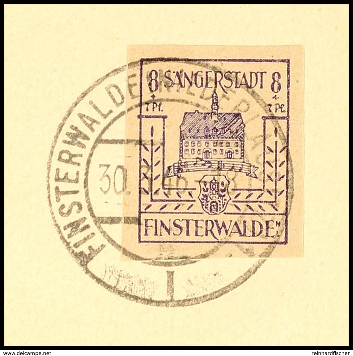 8+7 Pf. Dunkelblauviolett, Seltene Fehlfarbe, Tadelloses Briefstück, Gepr. Dr. Arenz, Mi. 200.-, Katalog: 5b BS - Finsterwalde