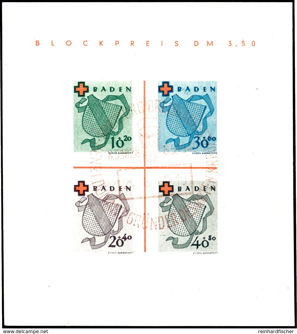 Blockausgabe "Deutsches Rotes Kreuz", Type I, Entwertet Mit Rotem Sonderstempel "Freiburg (Breisgau), Henri Dunant, Grün - Altri & Non Classificati