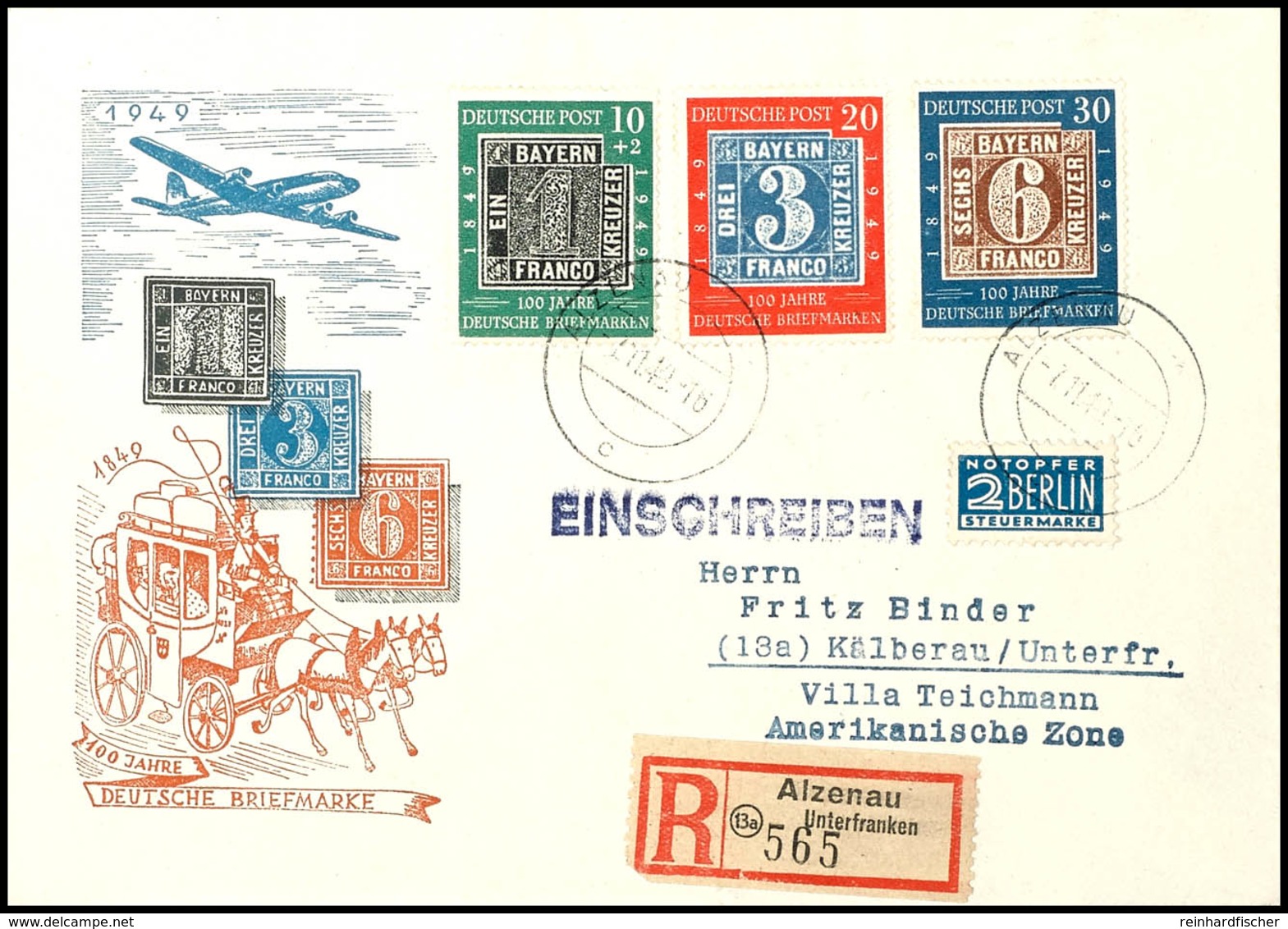 100 J. Briefmarke A. Portoger. R.-Brief, Tadellose Erhaltung, Mi. 195,-, Katalog: 113/15 BF - Other & Unclassified