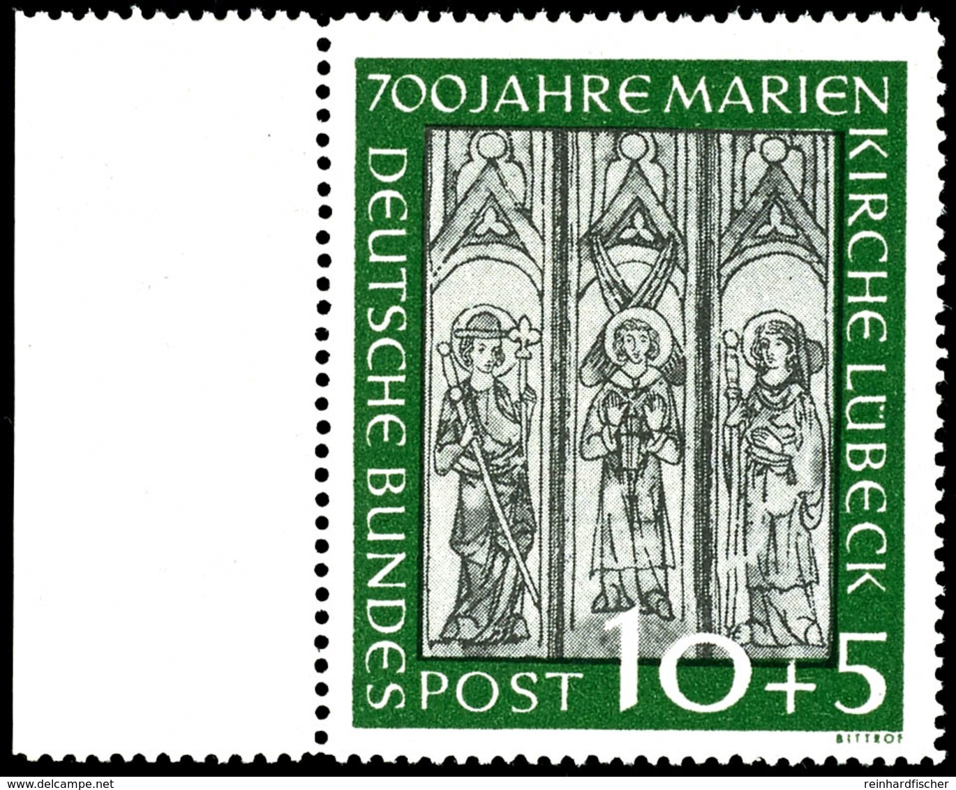 10 - 20 Pfg Marienkirche, Die 10 Pfg Mit Linkem Bogenrand, Tadellos Postfrisch, Gepr. Schlegel BPP, Mi. 220.-, Katalog:  - Other & Unclassified